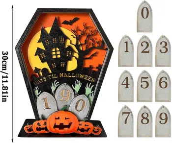 Адвент-календарь на Хэллоуин, Обратный отсчет, Календарь гроба на Хэллоуин, Украшение для домашней вечеринки, Украшения ужасов, Дизайн призраков для помещений