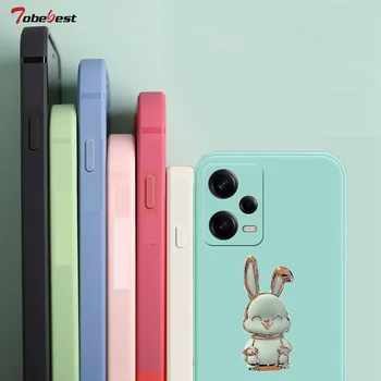 Багажный кронштейн Rabbit, силиконовый чехол-держатель для телефона для Xiaomi Redmi Note 12 Pro Plus 4G 5G, однотонная мягкая задняя крышка