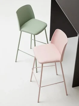Барный стул Eisenrant Домашний минималистичный современный барный стул с высокой спинкой и табуретом на высоких ножках, островная скамейка, стойка регистрации, высокий стул