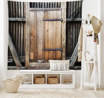 Деревенский гобелен с рисунком деревянной двери сарая, Гобелен с рисунком фермерского дома, Винтажный Сельский художественный Гобелен, висящий на стене для спальни, гостиной, общежития