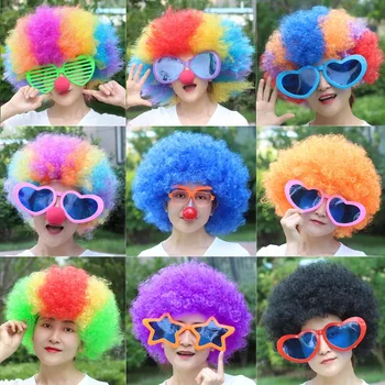 Красочный парик-клоун, Шляпа, головной убор, Подбадривающие футбольные фанаты, кепки для париков, Маскарадный головной убор, украшение для вечеринки в честь Дня рождения, украшение для фанатов