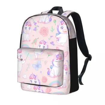 Милый рюкзак с Единорогом, Радужные Цветы, Розовые Университетские Рюкзаки, Изготовленные на заказ Легкие Школьные сумки, Забавный рюкзак