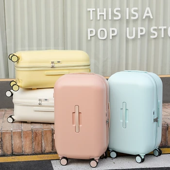 Модный дорожный чемодан на колесиках, Свежая цветовая гамма, багажник Унисекс, чемоданы большой емкости, Бесшумный Универсальный багаж на колесиках