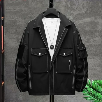 Мужской весенне-осенний тренд, красивая модная куртка с карманом и лацканами, модное свободное повседневное пальто большого размера 8XL 9xl, куртки весом 155 кг