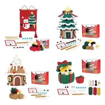 Рождественские наборы для вязания крючком Сделайте свою собственную куклу Стартовые наборы для вязания крючком для Рождественских подарочных двориков, подарков на день рождения, Рождественских елочных веранд