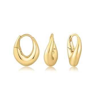 роскошные ювелирные изделия из желтого золота, модные серьги-кольца из стерлингового серебра 925 пробы с неправильной закруткой для женщин